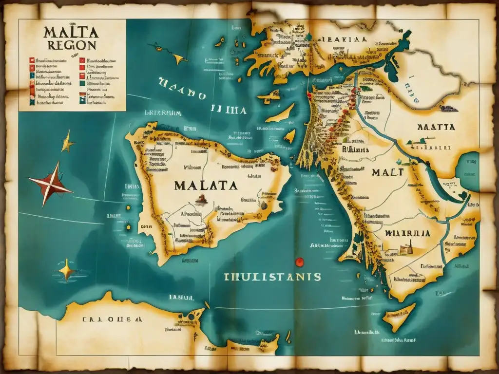 Mapa antiguo del Mediterráneo de los Caballeros de Malta, revelando misterios de la orden