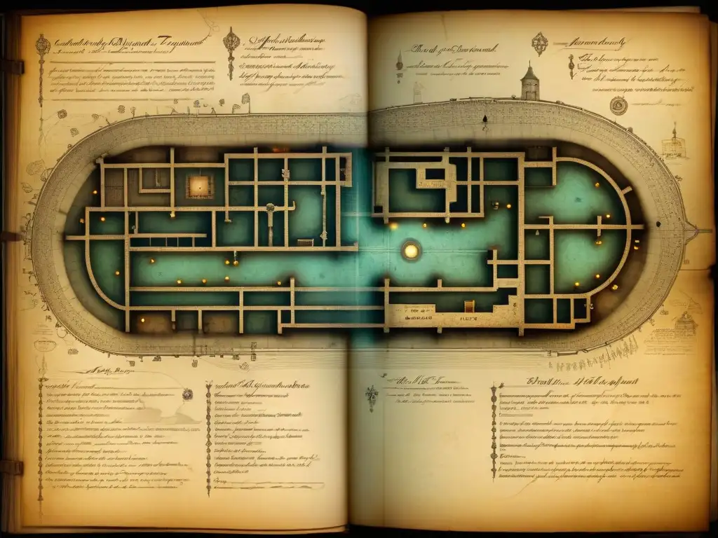 Explora un mapa antiguo de túneles subterráneos conectados a un laboratorio misterioso