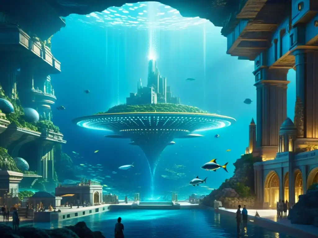 Maravilloso mosaico de la tecnología perdida en sociedades secretas de la ciudad mítica de Atlantis