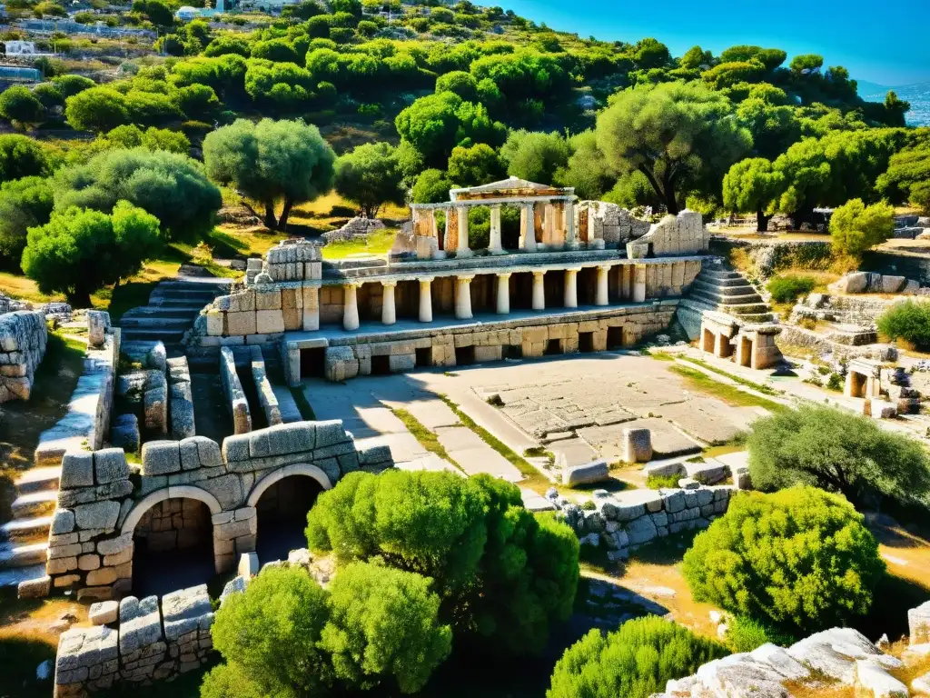 Descubre los Misterios Eleusinos en Grecia con esta imagen detallada del antiguo sitio arqueológico en Eleusis