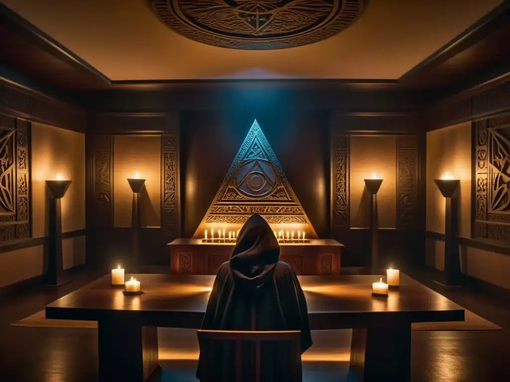 En una misteriosa sala de reuniones iluminada por velas, la Jerarquía Illuminati en la Actualidad lleva a cabo un ritual en la penumbra