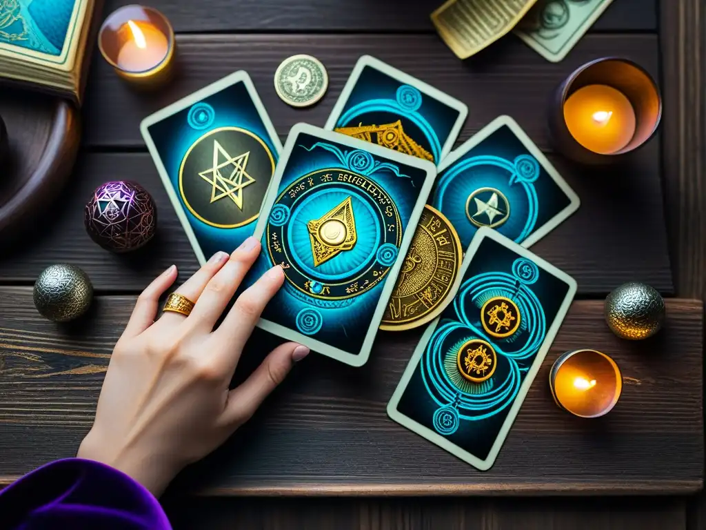 Un misterioso lector de tarot revela secretos de sociedades secretas en una atmósfera mística