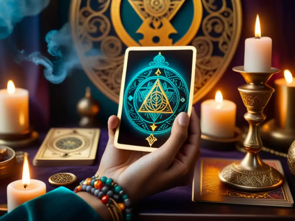 Un misterioso y mágico escenario con la influencia del tarot y sociedades secretas en una mano elegante