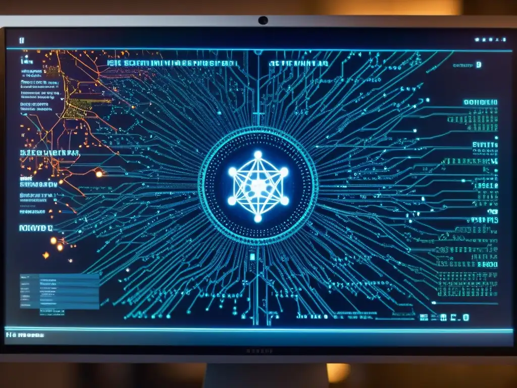 Un misterioso mapa digital de redes de sociedades secretas, revelando conocimiento esotérico en pantalla