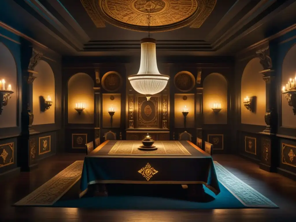 Un misterioso salón barroco inspirado en la influencia de sociedades secretas en el arte moderno