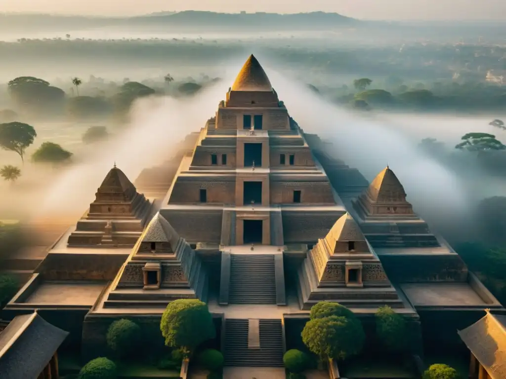 Misterioso templo antiguo con patrones geométricos, sociedades secretas e influencia histórica