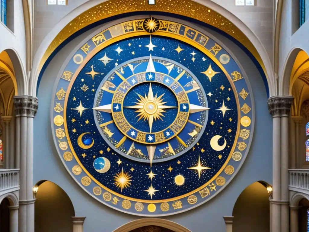 Un mosaico celestial en una catedral: el zodiaco y constelaciones se entrelazan en una obra de arte