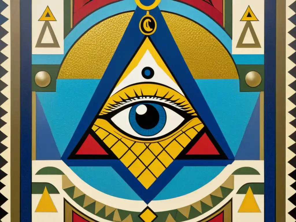 Un mosaico detallado de símbolos masónicos en arte moderno