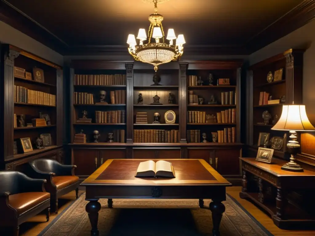 En la penumbra de una habitación llena de muebles antiguos, libros polvorientos y retratos envejecidos, destaca una mesa de madera rodeada de sillones de cuero con el emblema de la sociedad secreta élite de Yale, Skull and Bones