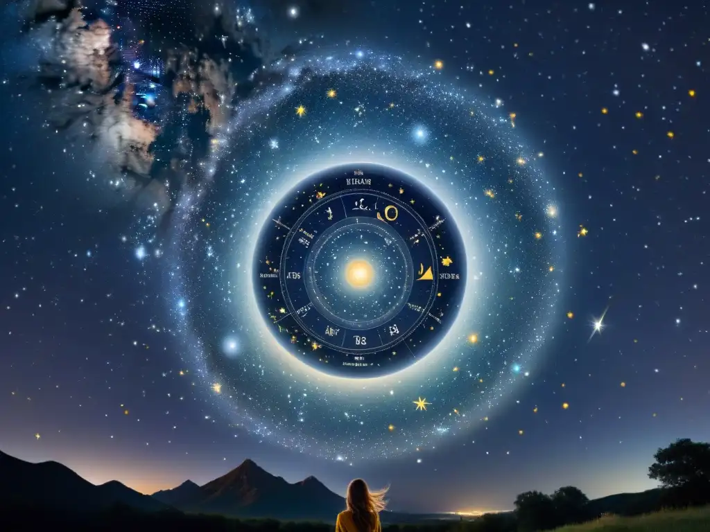 Potencial artístico desbloqueado con astros en un cielo estrellado, conectando la astrología con la creatividad