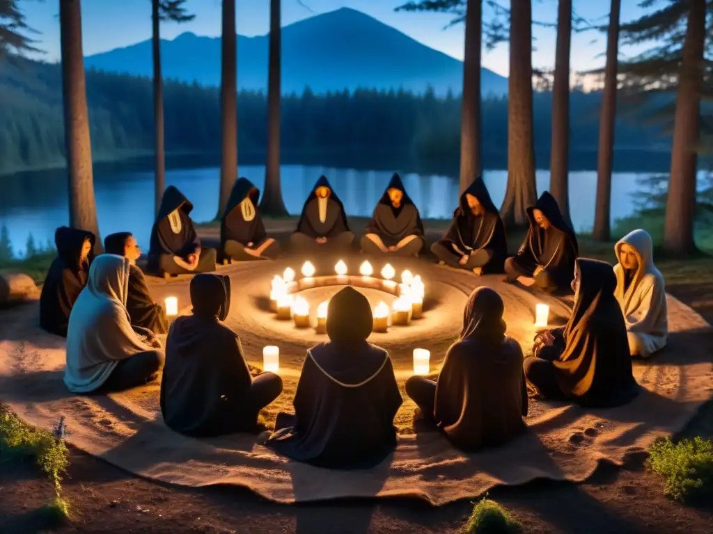 Una reunión misteriosa bajo la luna en el bosque: meditación trascendental en sociedades secretas