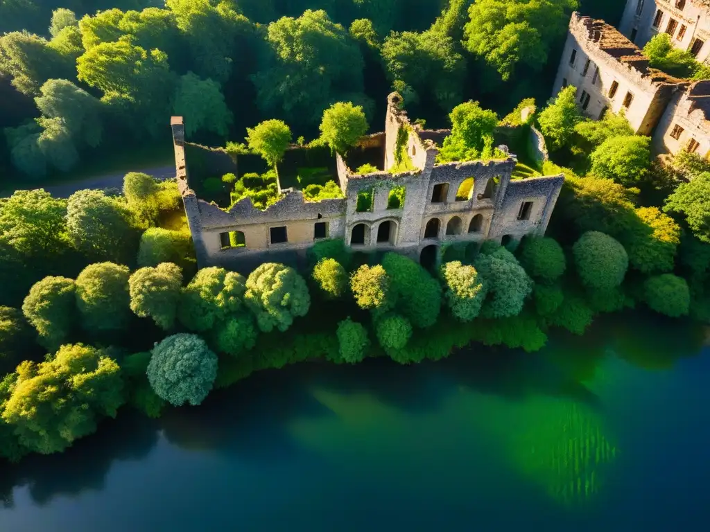 Ruinas de una ciudad abandonada, donde la naturaleza reclama su lugar entre edificios antiguos