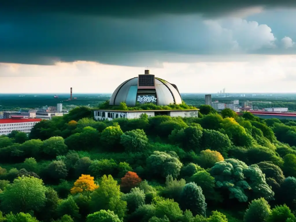 Ruinas cubiertas de graffiti en Teufelsberg, Berlín