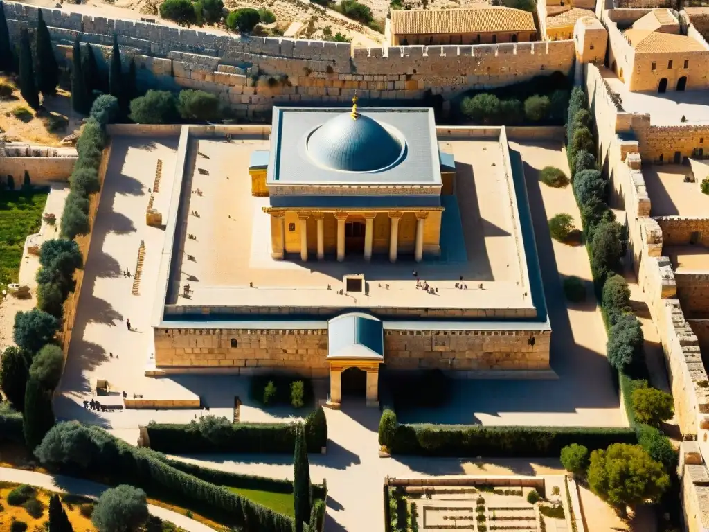 Descubre los secretos arquitectónicos del Templo de Salomón en esta detallada fotografía aérea de alta resolución