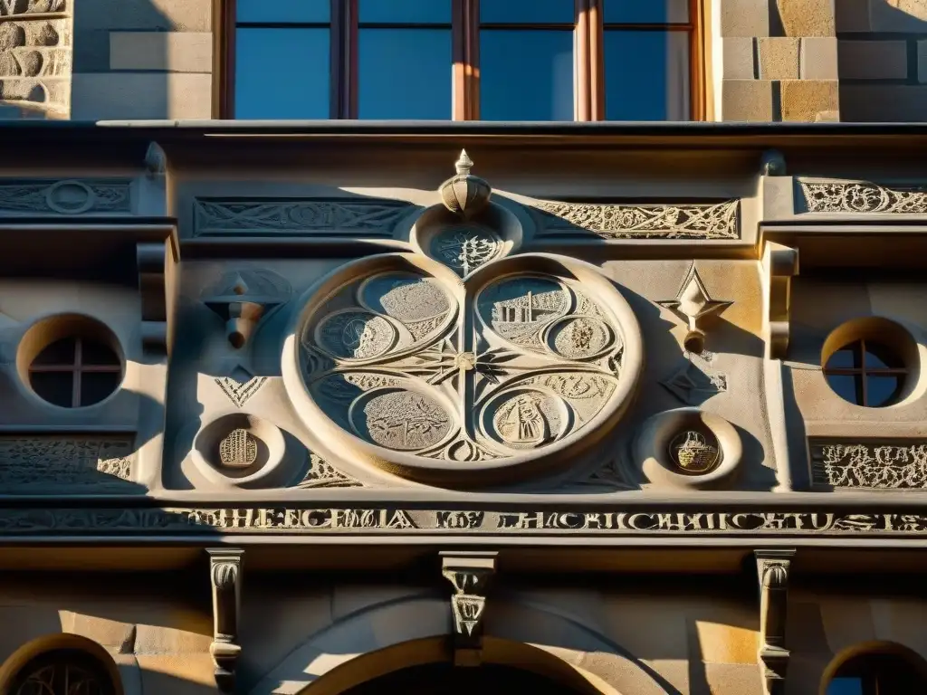 Los símbolos alquímicos y grabados místicos en la fachada de la Casa del Alquimista en Praga, resaltan la enigmática alquimia en arquitectura Praga