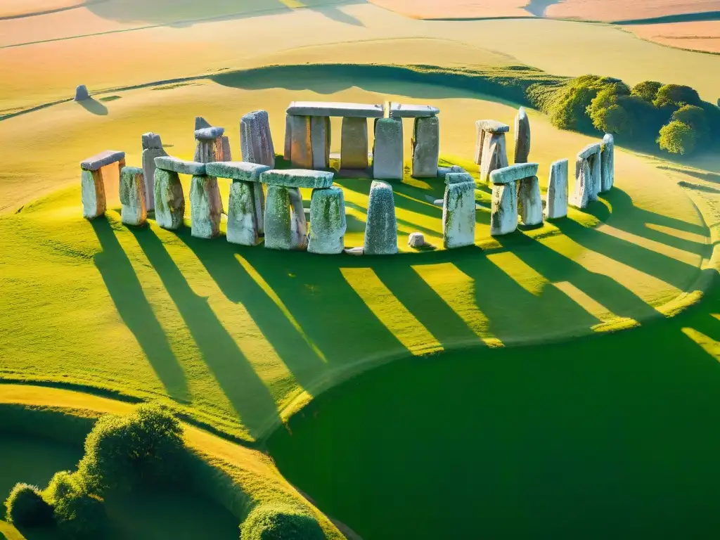 Sociedades secretas influencia construcciones megalíticas: Stonehenge al amanecer, las sombras de las piedras añaden misterio y belleza ancestral