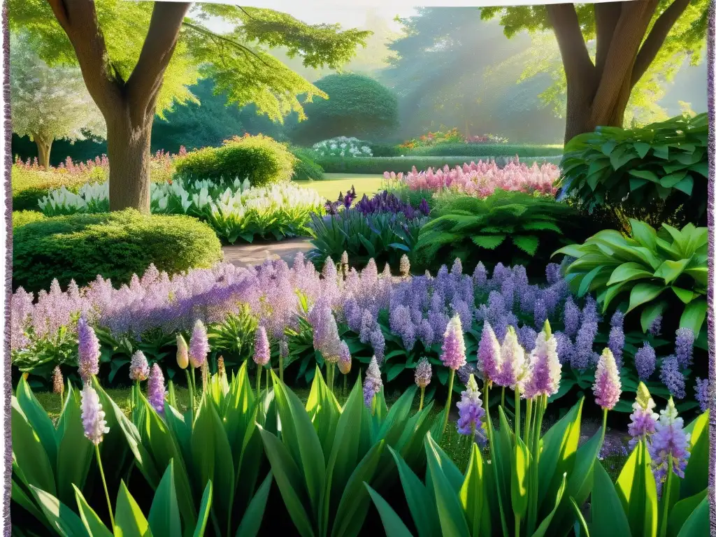 Tapiz detallado de un majestuoso jardín de lirios en plena floración, inspirado en la Orden del Lirio en Francia