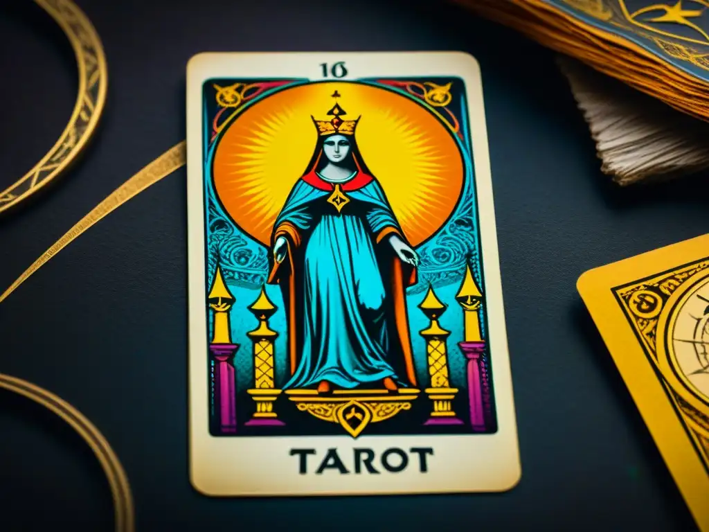 Un Tarot de Marsella desgastado revelando misterios de las sociedades secretas