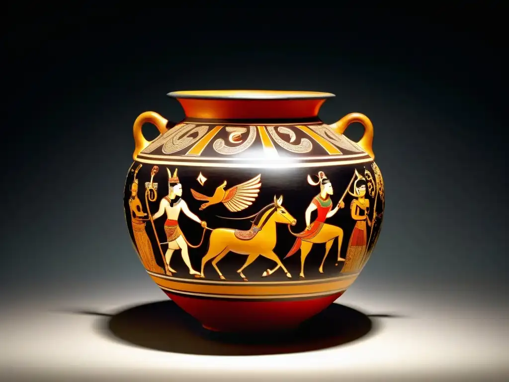 Vaso cerámico Moche con deidades y criaturas míticas, patrones y símbolos enigmáticos que revelan mensajes secretos arte precolombino