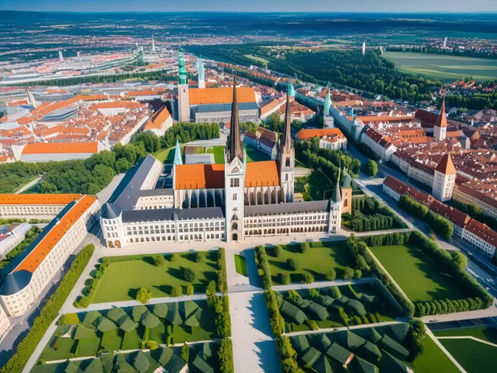 Una vista aérea de Ingolstadt con arquitectura utópica y la influencia de sociedades secretas