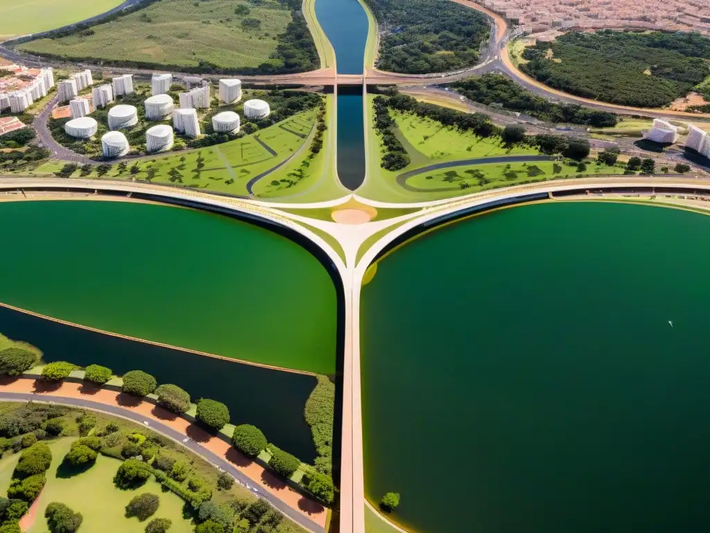 Vista aérea de Brasilia, la capital de Brasil, diseñada por Oscar Niemeyer