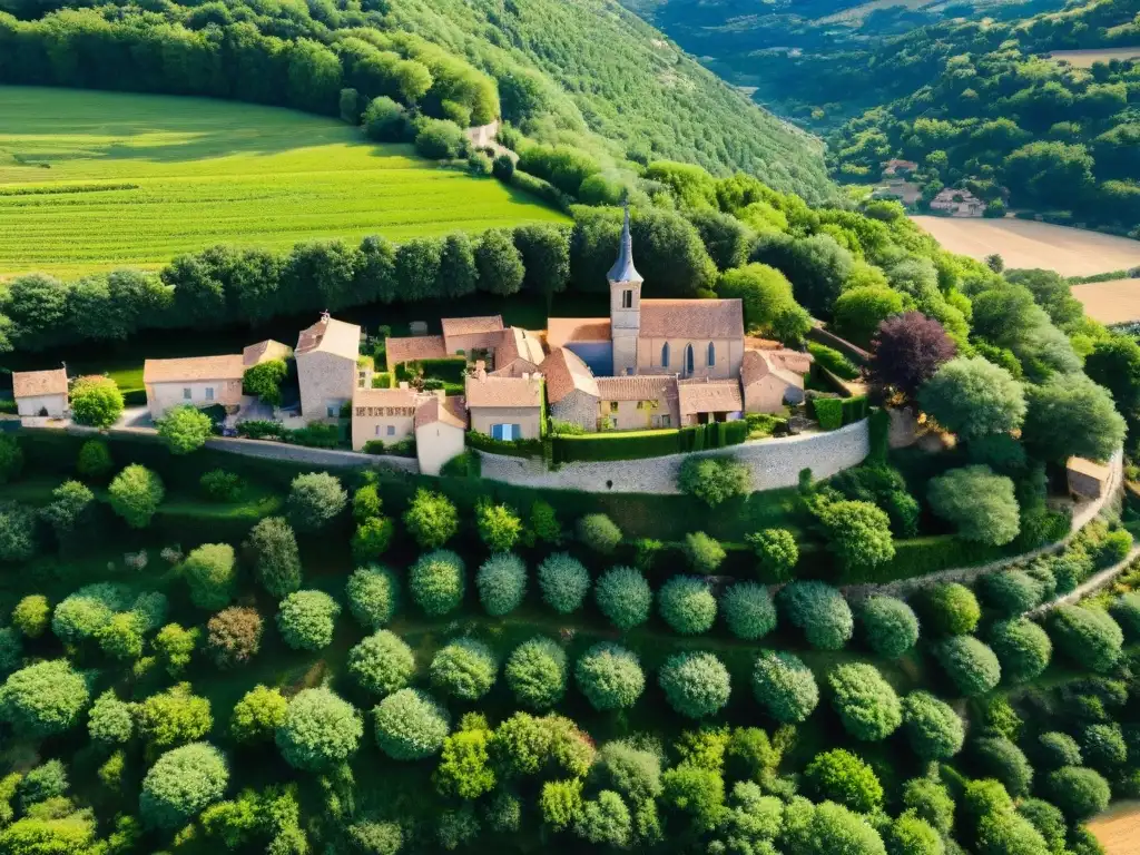 Vista aérea de Rennes-le-Château, el encanto histórico y misterioso de un pueblo francés rodeado de naturaleza exuberante