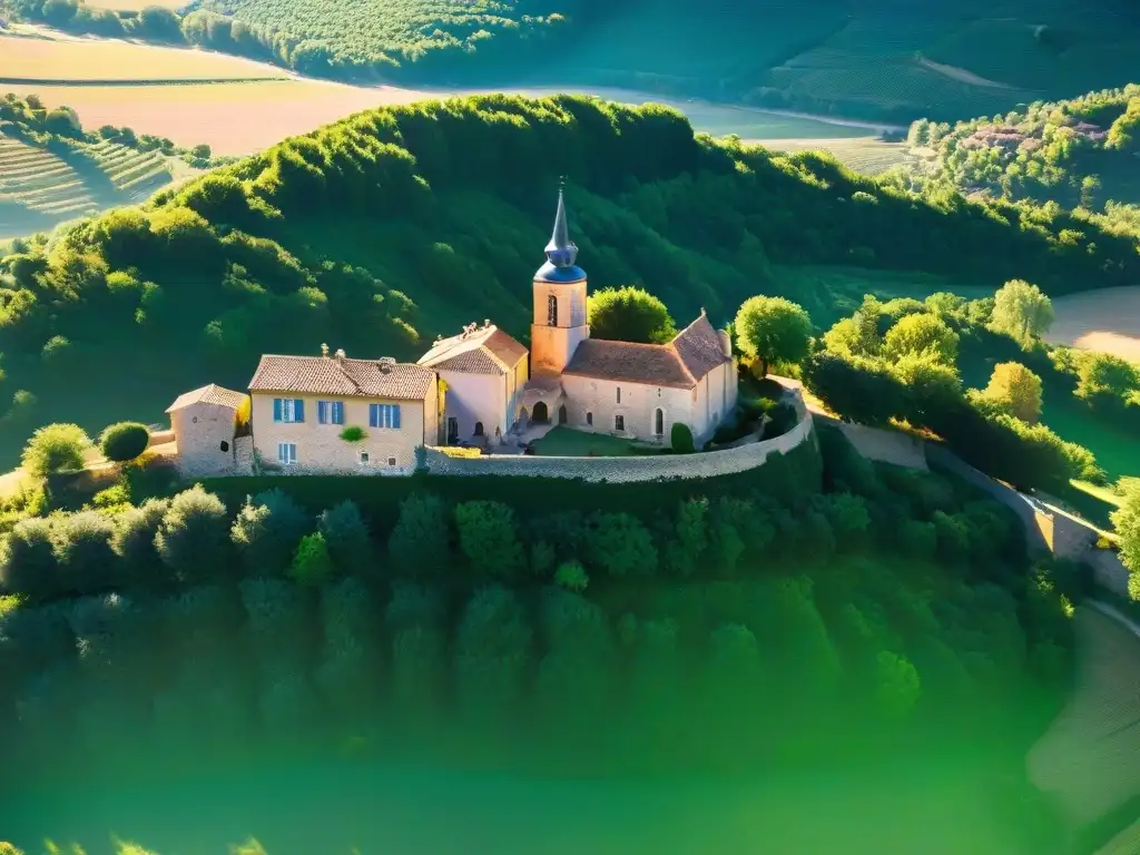 Vista aérea de Rennes-le-Château, pueblo misterioso de sociedades secretas en el sur de Francia